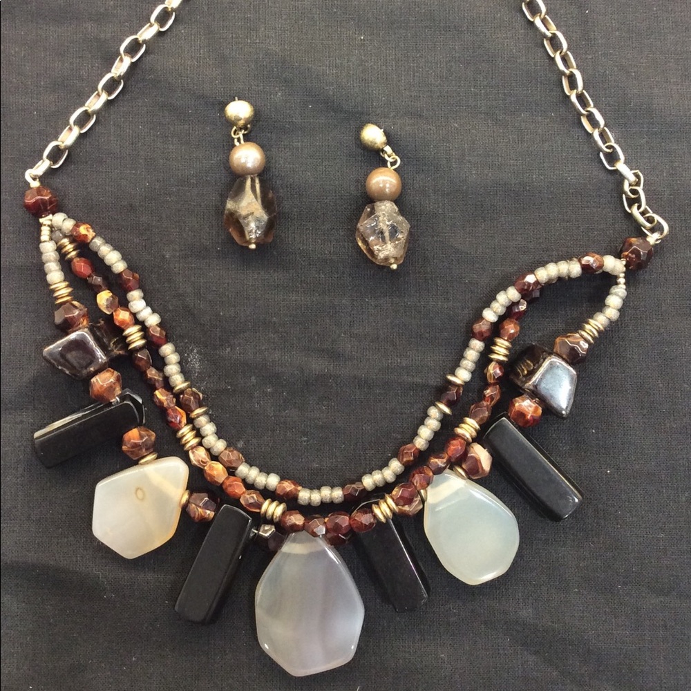 CHICO’S FAUX QUARTZ NECKLACE & EARRINGS SET